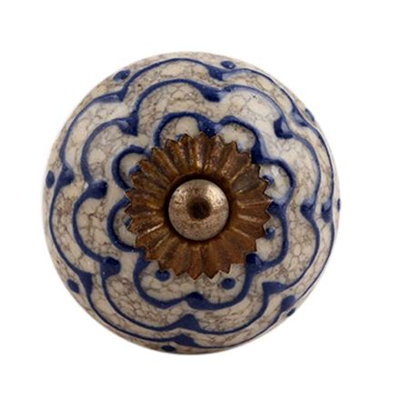 Navy Blue Crackle Ceramic Cupboard Knob